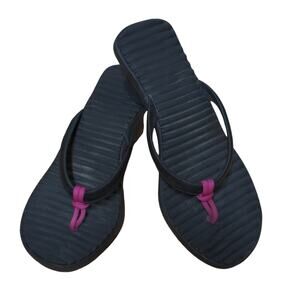 Crocs Black and Pink Sandals Wedge Flip Flop Sandal 9